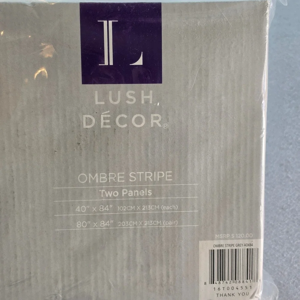 Lush Decor Ombre Stripe Grey White Curtain Panel Pair 40x84 Set of 2 New